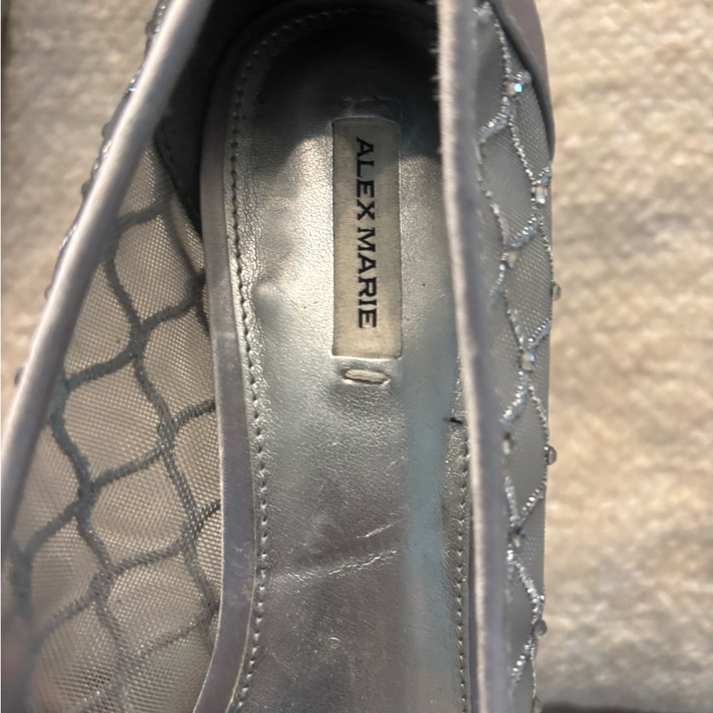Alex Marie Silver Gray Loafers with Textured Design